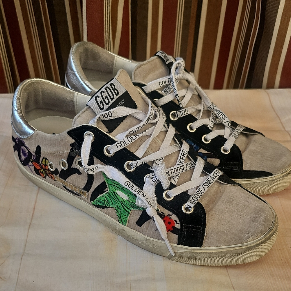 Golden Goose Sneakers - Black, Tan, and Multicolor ( EU 40-run One Size Large)